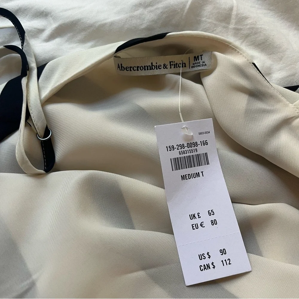NWT Black and White Striped Satin Slip Maxi Dress size Medium Tall